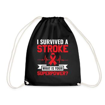 I Survived A Stroke What's your Superpower? - - Drawstring Bag - black - Front