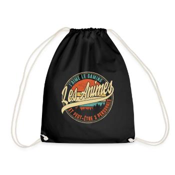 J'aime Le Gaming Les Animes Et Peut être 3 - Drawstring Bag - black - Front