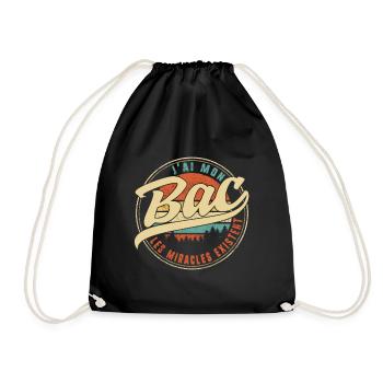J'ai Mon Bac Les Miracles Existent Humour T Shirt - Drawstring Bag - black - Front