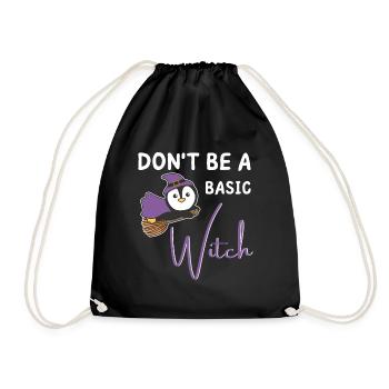 Pinguin Halloween Hexen don't be a basic witch - Turnbeutel - Schwarz - Vorne
