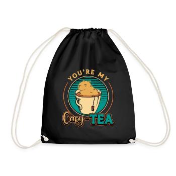 Capybara You're My Capy-Tea Large Rodent Animals - Turnbeutel - Schwarz - Vorne