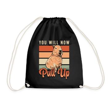 Capybara You Will Now Pull Up Retro Rodent Animals - Turnbeutel - Schwarz - Vorne