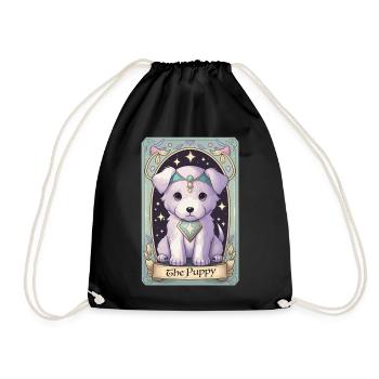 Kawaii Tarot Card The Puppy Pastel Goth Anime Witc - Turnbeutel - Schwarz - Vorne