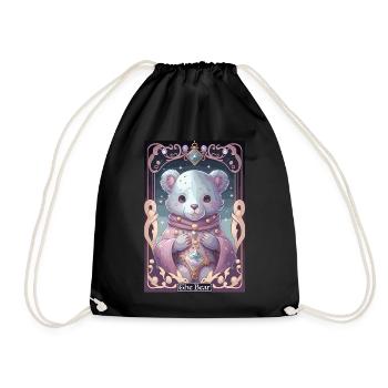Kawaii Tarot Card The Bear Pastel Goth Anime Witch - Turnbeutel - Schwarz - Vorne