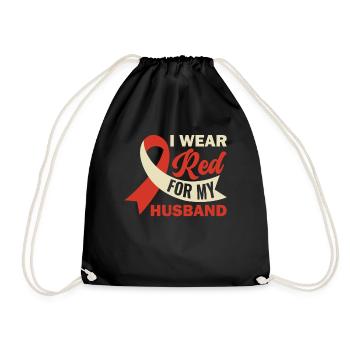I Wear Red For My Husband - Stroke - Drawstring Bag - black - Front