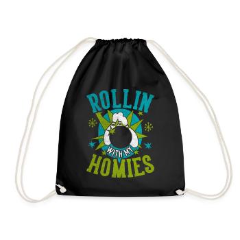 Rollin with my Homies Retro Bowling Geschenk - Turnbeutel - Schwarz - Vorne