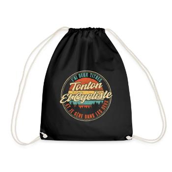 J'ai Deux Titres Tonton Et Cycliste Et Je Gère - Drawstring Bag - black - Front