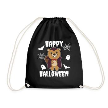 Beaver Happy Halloween Cute Vampire Costume - Drawstring Bag - black - Front