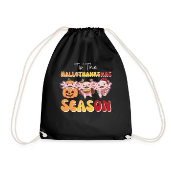 Tis' the Hallothanksmas Season Axolotl - Drawstring Bag - black - Front