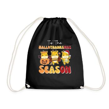 Tis' the Hallothanksmas Season Giraffe - Drawstring Bag - black - Front