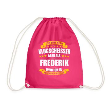 Name Frederik Vorname Klugscheisser Namenstag - Turnbeutel - Fuchsia - Vorne