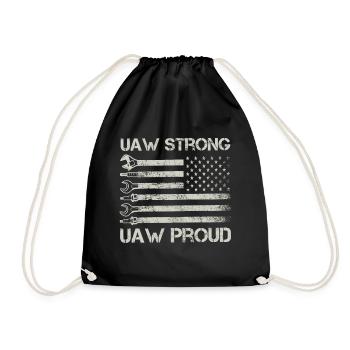 UAW Strong UAW Proud Union Pride UAW Laborer - Drawstring Bag - black - Front