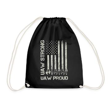 UAW Strong UAW Proud Union Pride UAW Laborer - Drawstring Bag - black - Front