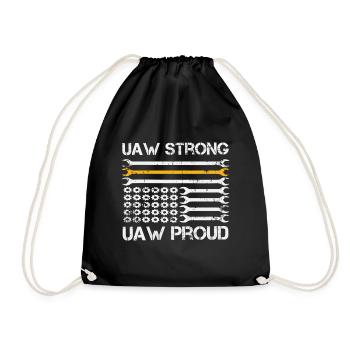 UAW Strong UAW Proud Union Pride UAW Laborer - Drawstring Bag - black - Front
