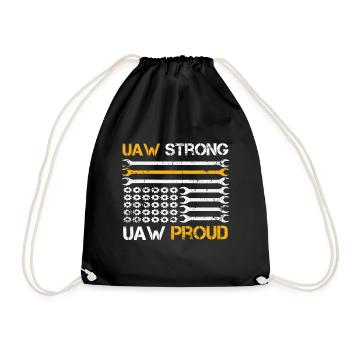 UAW Strong UAW Proud Union Pride UAW Laborer - Drawstring Bag - black - Front