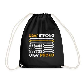 UAW Strong UAW Proud Union Pride UAW Laborer - Drawstring Bag - black - Front