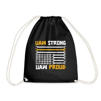 UAW Strong UAW Proud Union Pride UAW Laborer - Drawstring Bag - black - Front