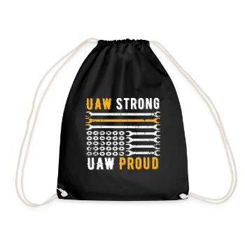 UAW Strong UAW Proud Union Pride UAW Laborer - Drawstring Bag - black - Front