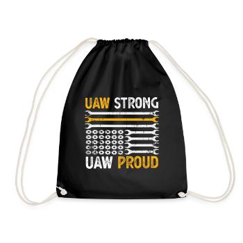 UAW Strong UAW Proud Union Pride UAW Laborer - Drawstring Bag - black - Front