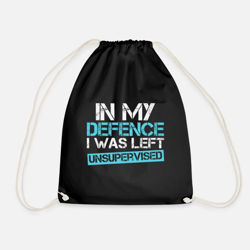 Cool Funny tee In My Defense I Was Left - Drawstring Bag - black