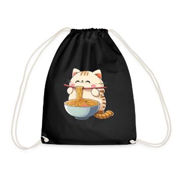 Ramen Eating Cat Kawaii Anime - Sac de sport léger - noir - Devant