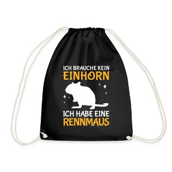 Ich habe eine Rennmaus Nagetier Gerbil - Turnbeutel - Schwarz - Vorne