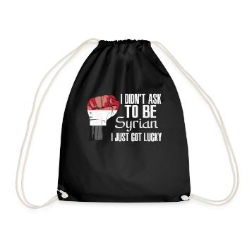 Syrian Pride Syria Flag Grown Syrian Roots Syrian - Drawstring Bag - black - Front