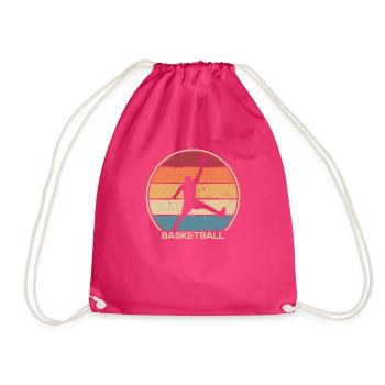 Retro Basketball Player Basketball Hoop Basketball Fan - Drawstring Bag - fuchsia - Front