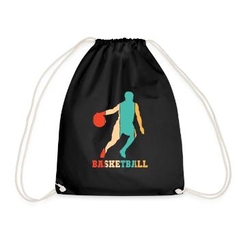 Retro Basketballspieler Basketballer Basketball - Turnbeutel - Schwarz - Vorne
