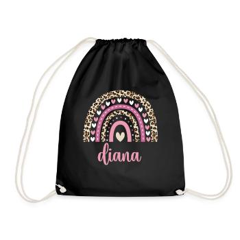 Diana Regenbogen Name Geburtstag Diana - Turnbeutel - Schwarz - Vorne