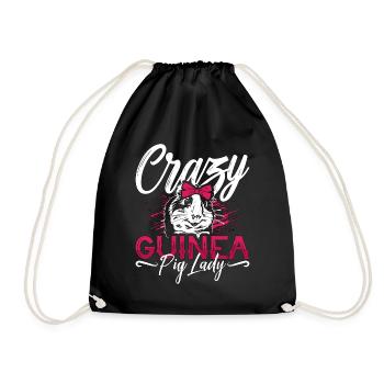 Guinea Pig Crazy Guinea Pig Lady Cavy Animal Lover - Drawstring Bag - black - Front