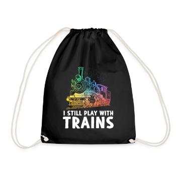Je joue toujours avec les trains - Sac de sport léger - noir - Devant