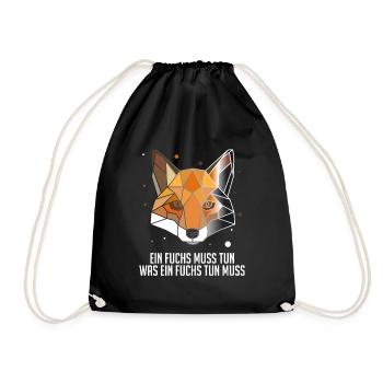 Ein Fuchs muss tun was ein Fuchs tun muss Fuchs - Turnbeutel - Schwarz - Vorne