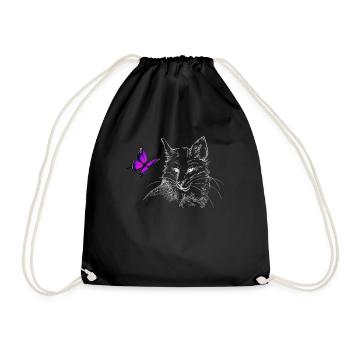 Renard esthétique avec papillon - Sac de sport léger - noir - Devant
