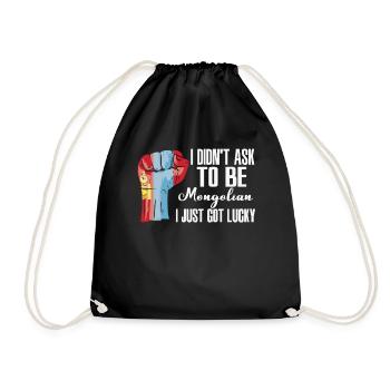 Mongolian Pride Mongolia Flag Grown Mongolian - Drawstring Bag - black - Front