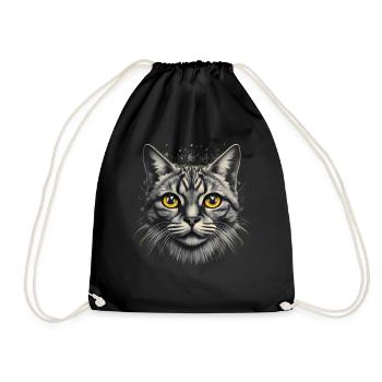 Portrait de chat | Chat motif animal - Sac de sport léger - noir - Devant
