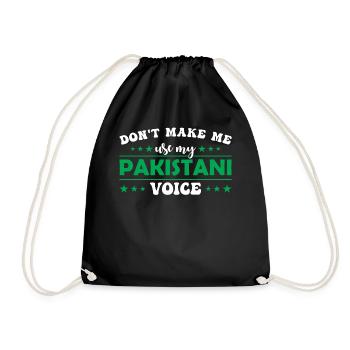 Don't force me to use my Pakistani voice - Drawstring Bag - black - Front