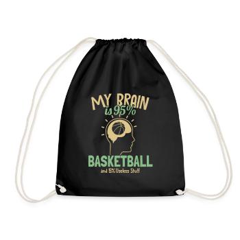 My Brain is 95% Basketball Basketballkorb - Turnbeutel - Schwarz - Vorne