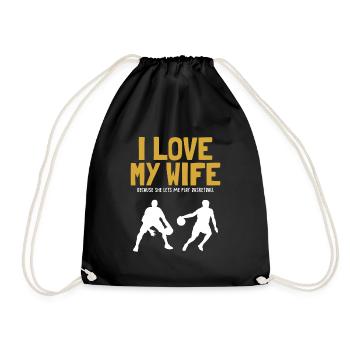 I love my Wife Basketball Basketballspieler - Turnbeutel - Schwarz - Vorne