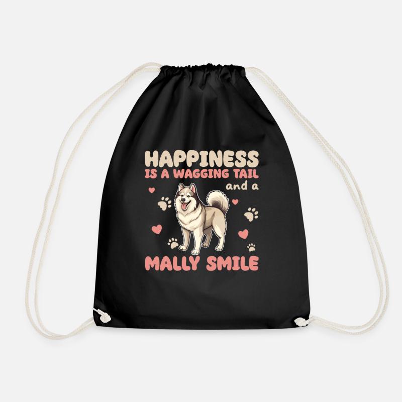 Happiness Is A Wagging Tail And A Mally Smile - Turnbeutel - Schwarz
