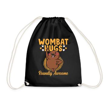 Wombat Umarmt Australische Tierbesitzerin - Turnbeutel - Schwarz - Vorne