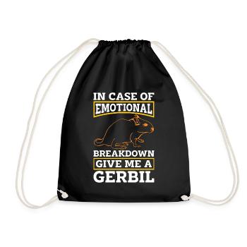 Gerbil In Case Of Emotional Breakdown Mouse Lover - Drawstring Bag - black - Front