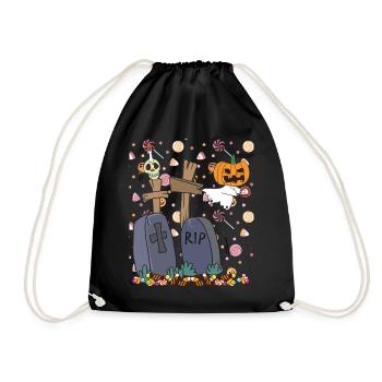 Halloween ghost, pumpkin Boo. - Drawstring Bag - black - Front