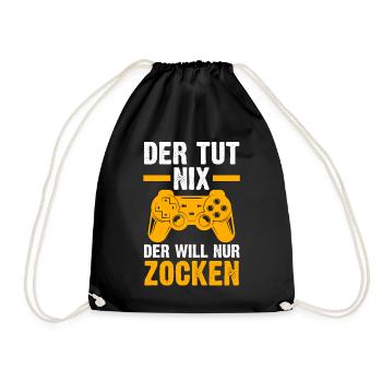 Zocker Zocken Gamer - Turnbeutel - Schwarz - Vorne