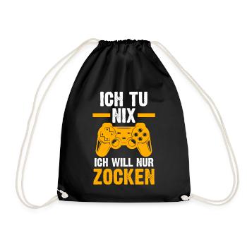 Zocker Zocken Gamer - Turnbeutel - Schwarz - Vorne