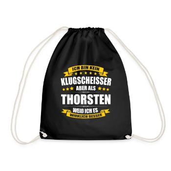 Name Thorsten Vorname Klugscheisser Namenstag - Turnbeutel - Schwarz - Vorne