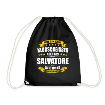 Name Salvatore Vorname Klugscheisser Namenstag - Turnbeutel - Schwarz - Vorne