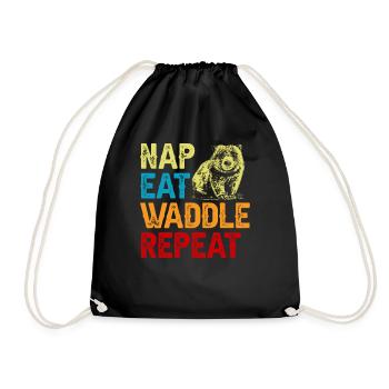 Nap food waddle wombat owner - Drawstring Bag - black - Front