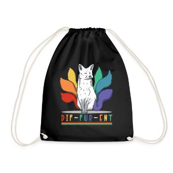Fursona Fox Funny Different LGBTQ Furry - Turnbeutel - Schwarz - Vorne
