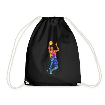 basketball hoop basketball player basketball player - Drawstring Bag - black - Front